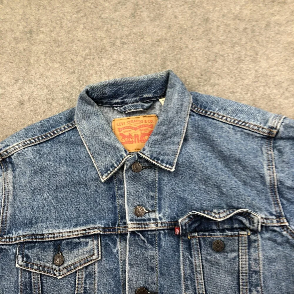 Levis Jacket Mens Large Blue Denim Biker Button Front Western